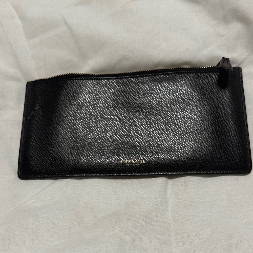 Coach Black Textured Leather Clutch